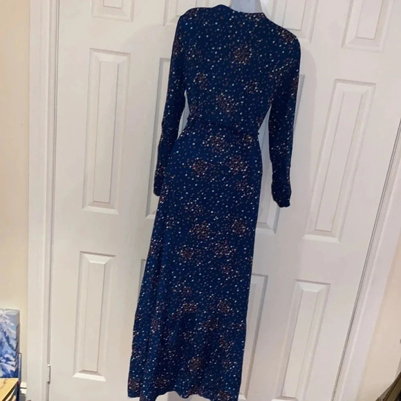 Vintage 1980’s style long sleeve floral print belted maxi dress Sz L - Picture 14 of 15